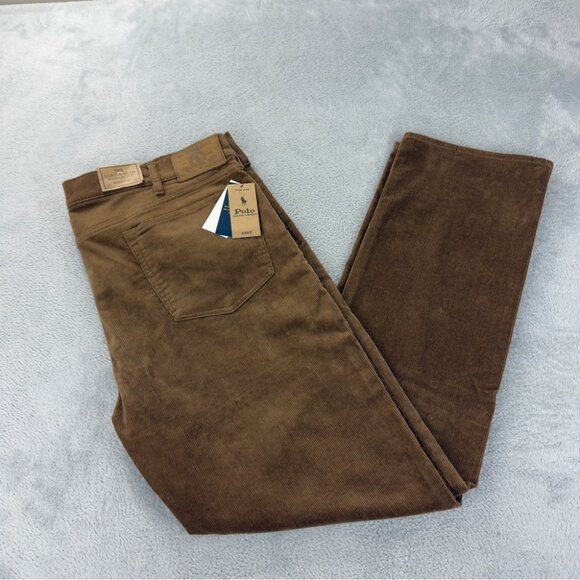 Polo Ralph Lauren NWT Men's Size 40x32 The Varick Slim Straight Brown Corduroy - Picture 1 of 16